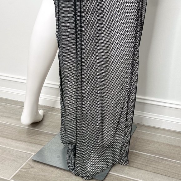 Jade Swim Mesh Open Knit Maxi Skirt with High Slit Black & White Womens Size M/L - Picture 16 of 16